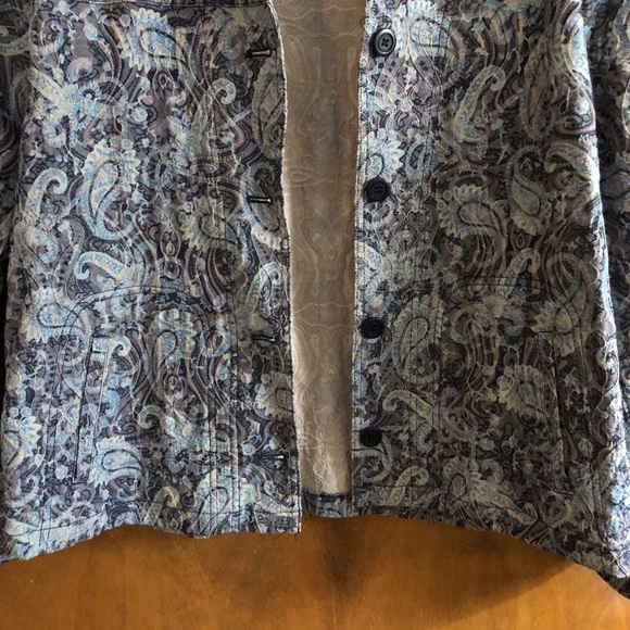 Baxter & Wells Vintage 90's Blue Floral Paisley Embroidered Jacket Boho Artsy XL - Picture 11 of 16